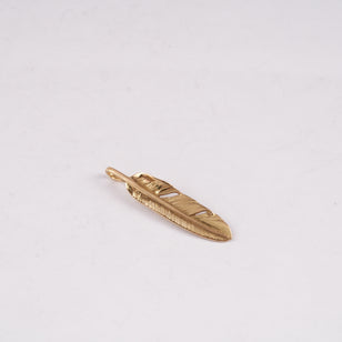 Gold Feather Pendant (Left)(M)