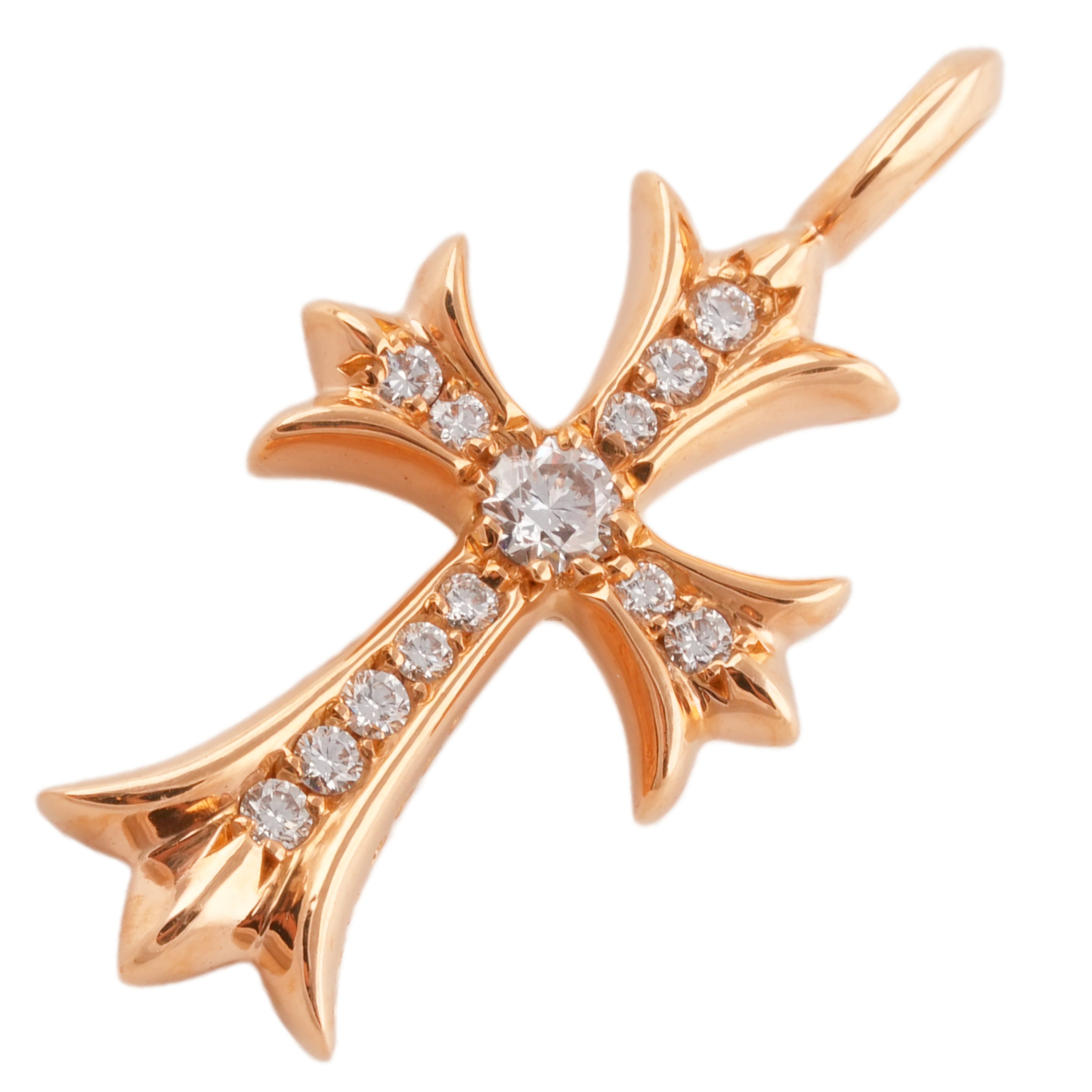 22k Pave Diamond Tiny Fat Cross Charm #00593