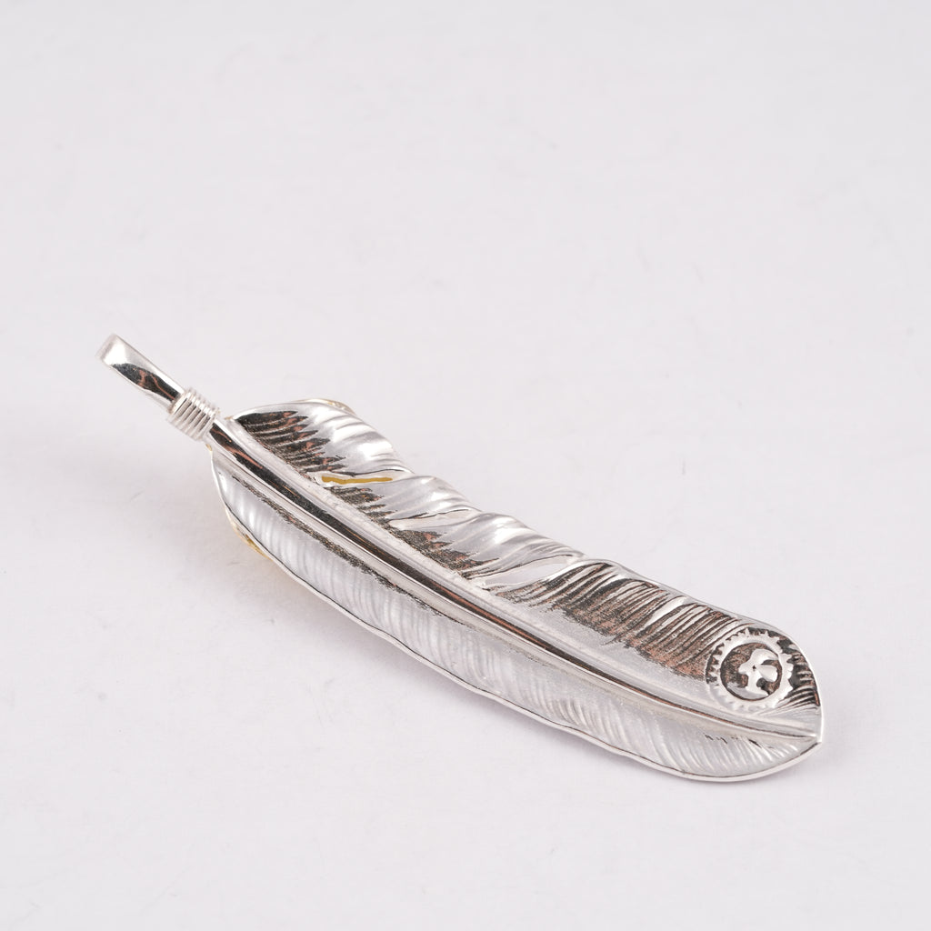 Gold Top & Rope-Bezel Turquoise Silver Feather (Right)(XL) #00168