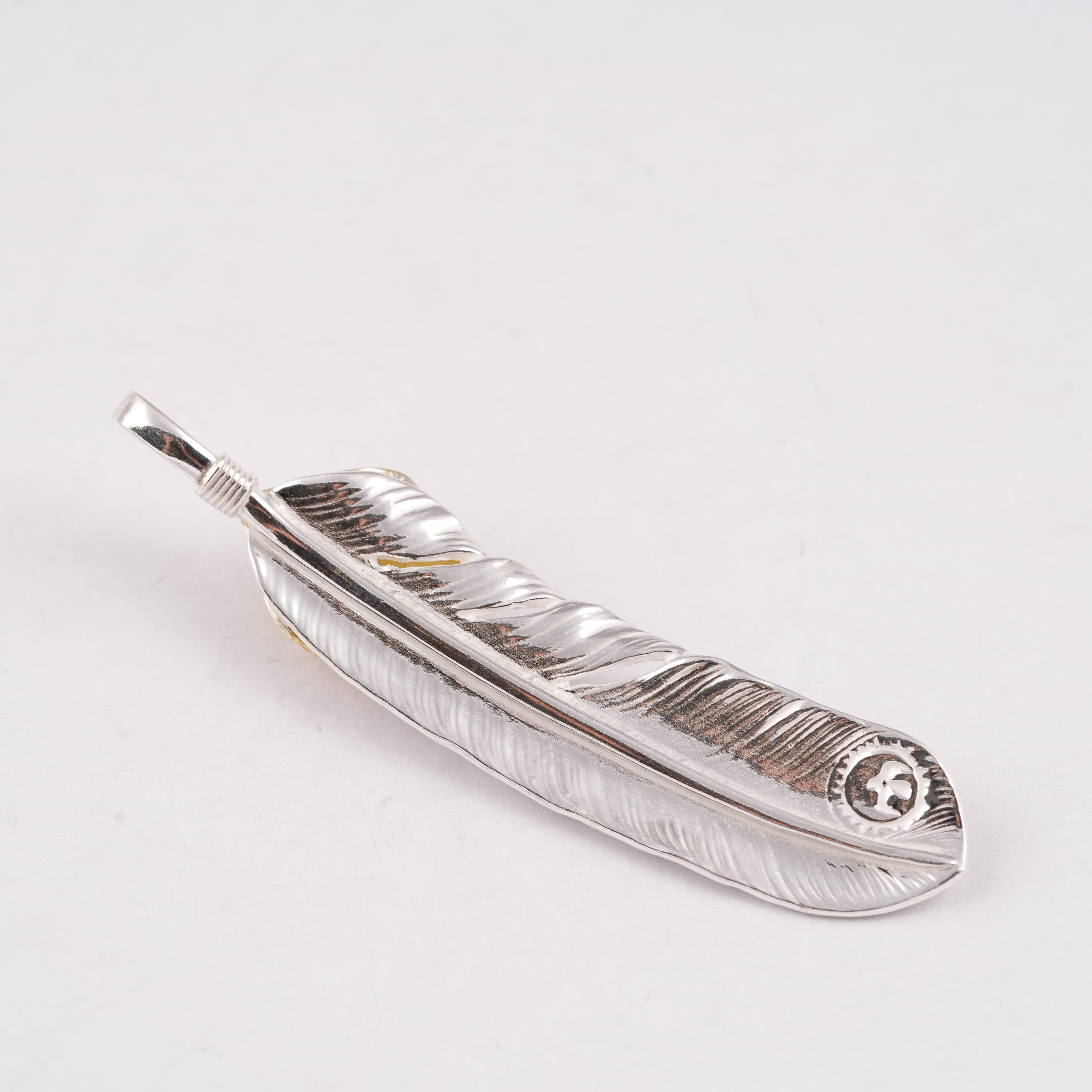 Gold Top & Rope-Bezel Turquoise Silver Feather (Right)(XL) #00168