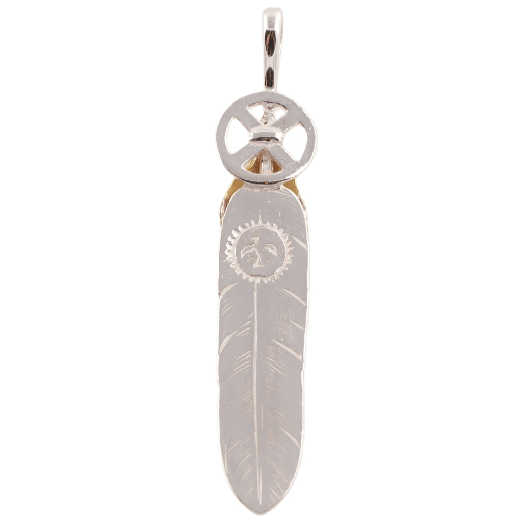 Gold Top Heart Wheel Silver Feather (L) #00551