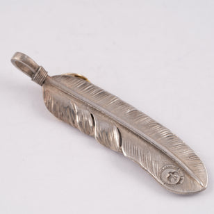 Gold Top Silver Feather Pendant (Left)(XL)