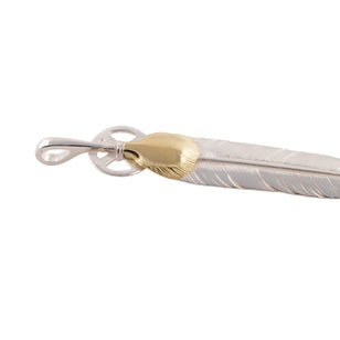 Gold Top Heart Wheel Silver Feather (L) #00383