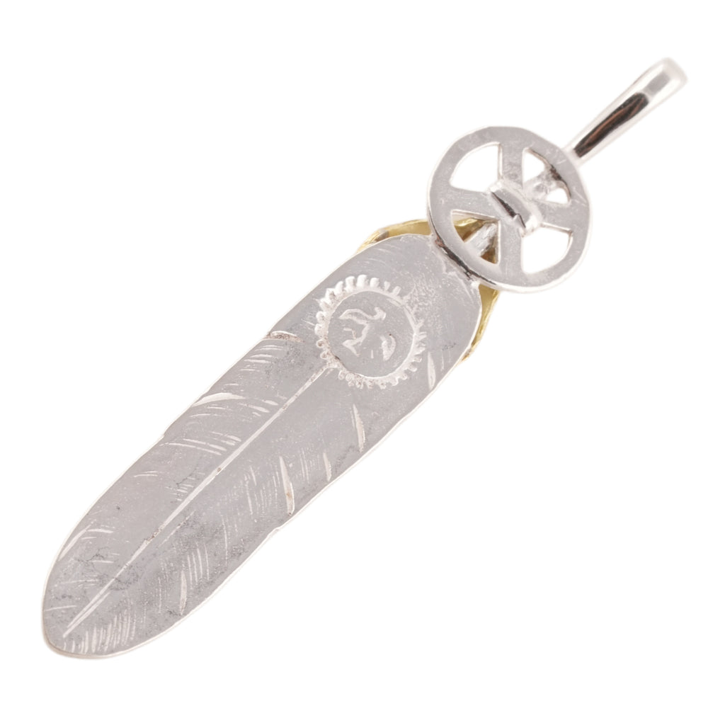 Gold Top Heart Wheel Silver Feather (L) #00245