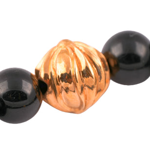22k Stack Cross & 3 Beads Obsidian Bracelet