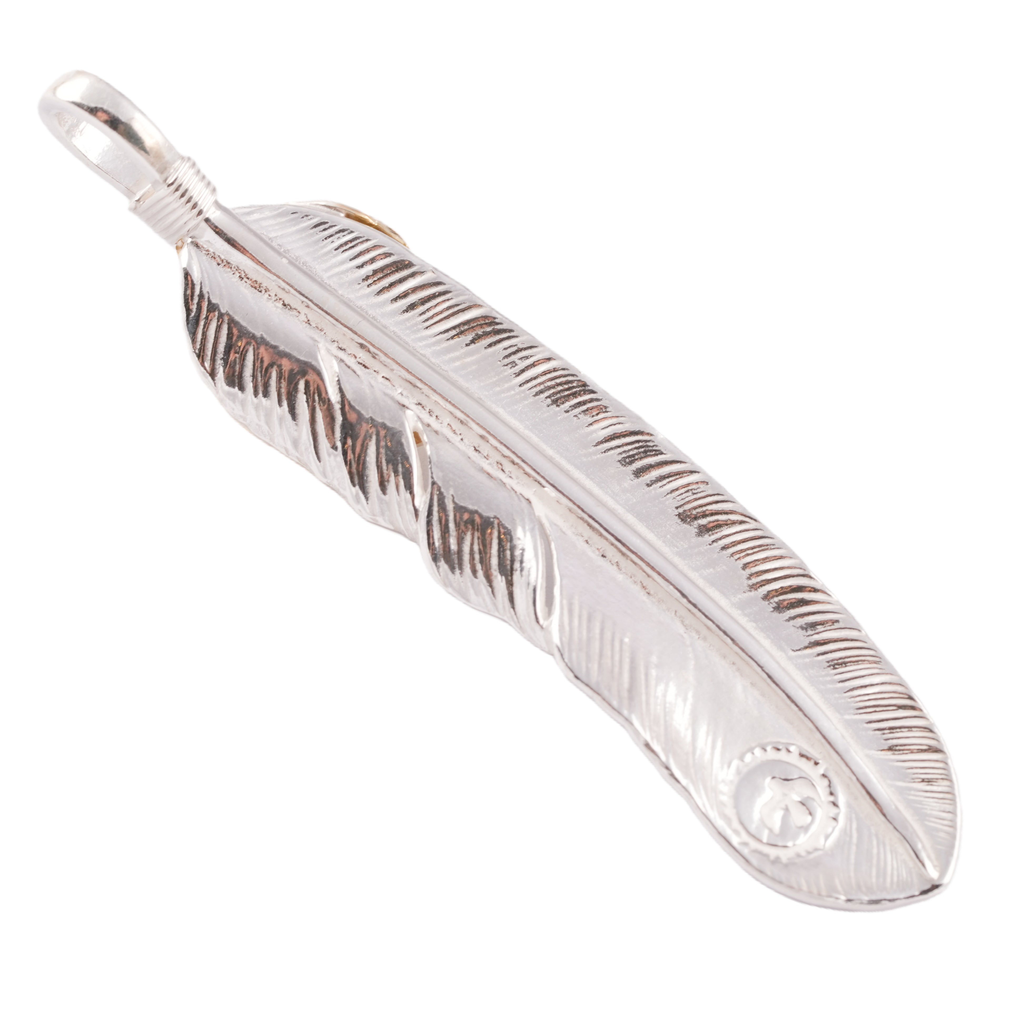 Gold Top & Rope-Bezel Turquoise Silver Feather (Left)(XL) #00169