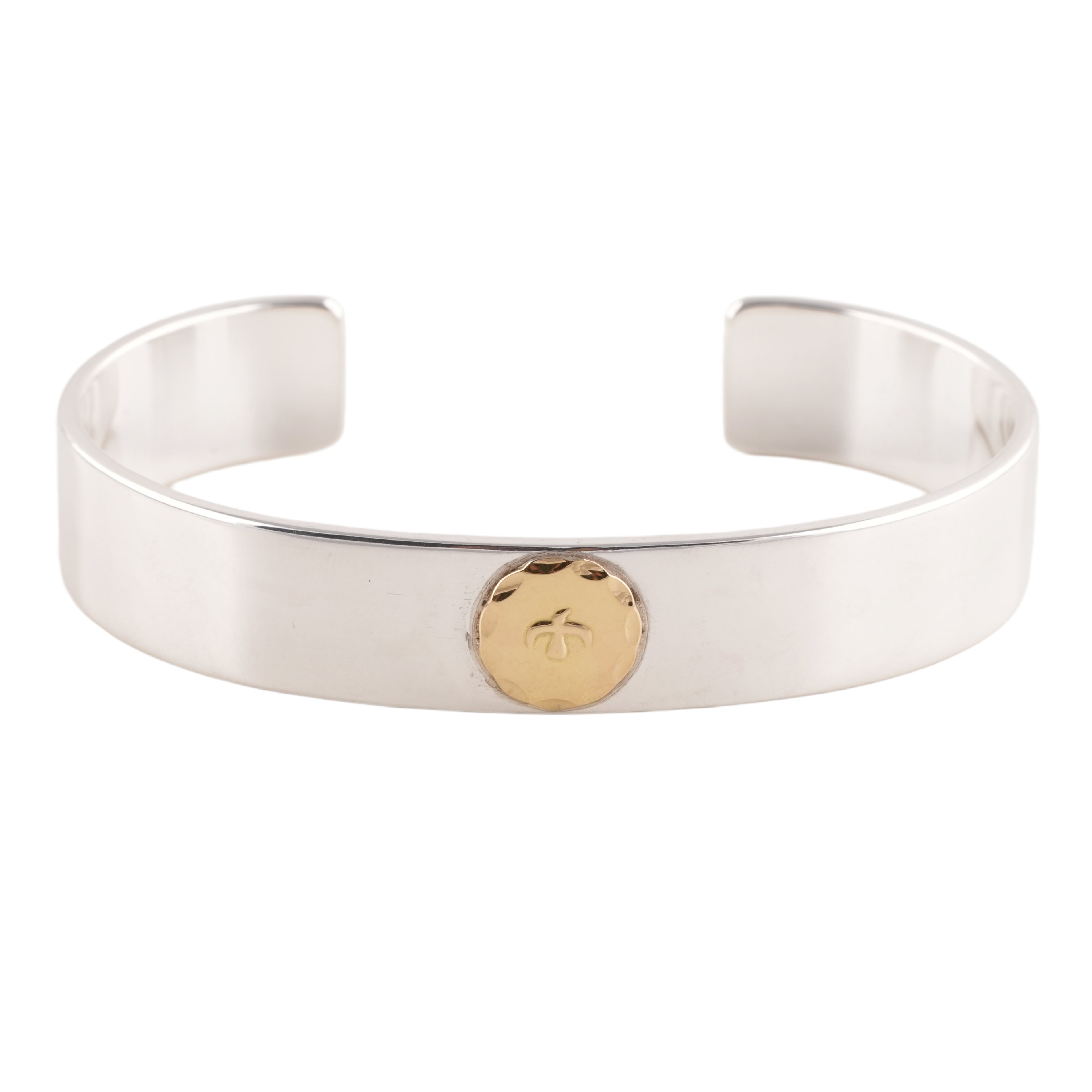 Gold Eagle Stamp Flat Silver Cuff (M) (7inch) #00307