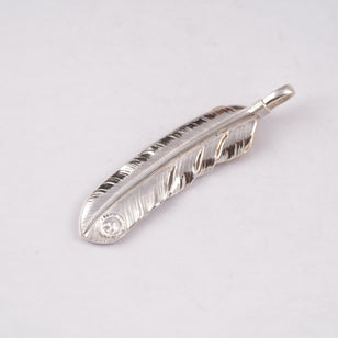 Gold Top Silver Feather Pendant (Right)(XL)
