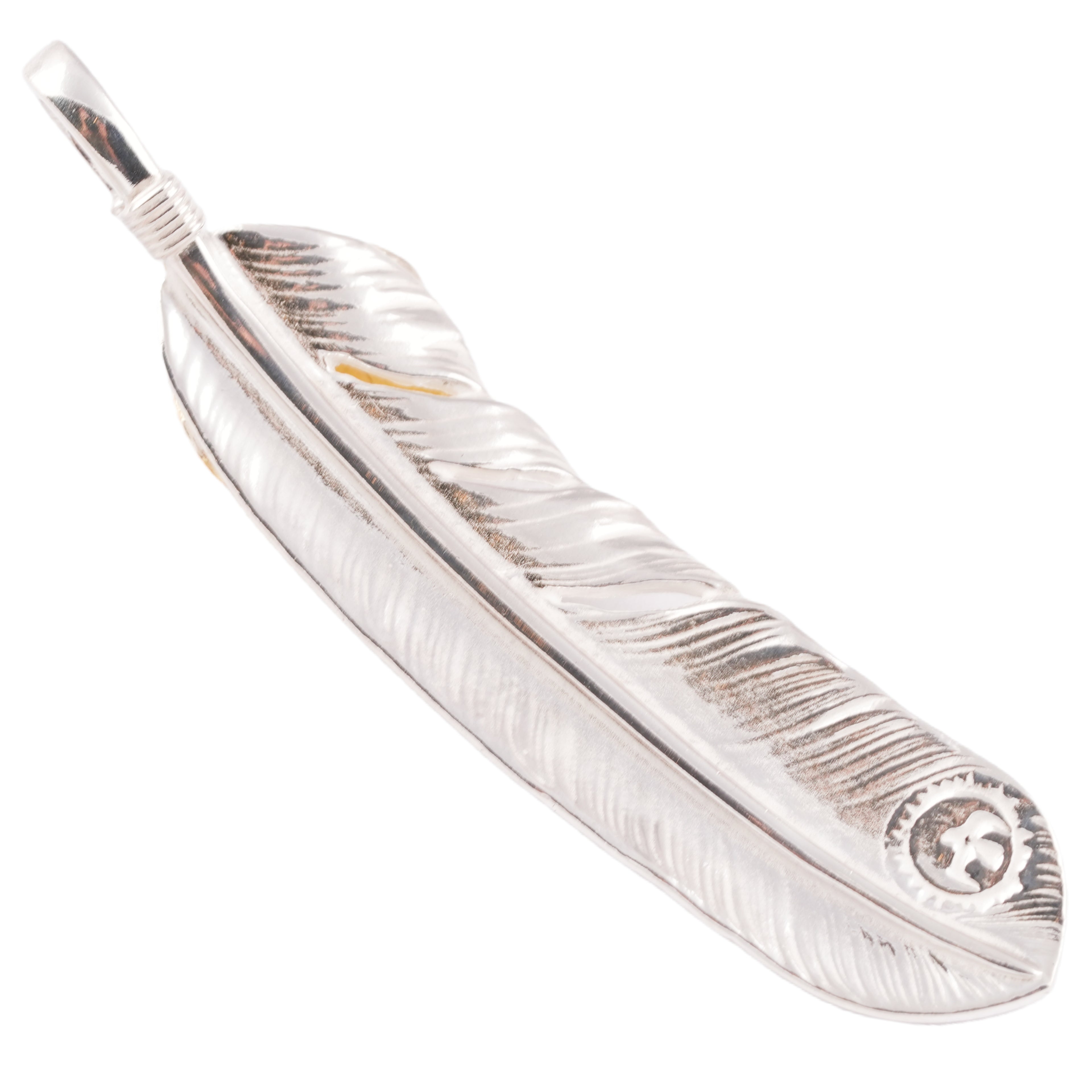 Gold Top & Rope-Bezel Turquoise Silver Feather (Right)(XL)