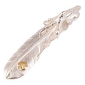 Claw Silver Feather w/ Gold Stamp Pendant (Left)(XL) — Goro's