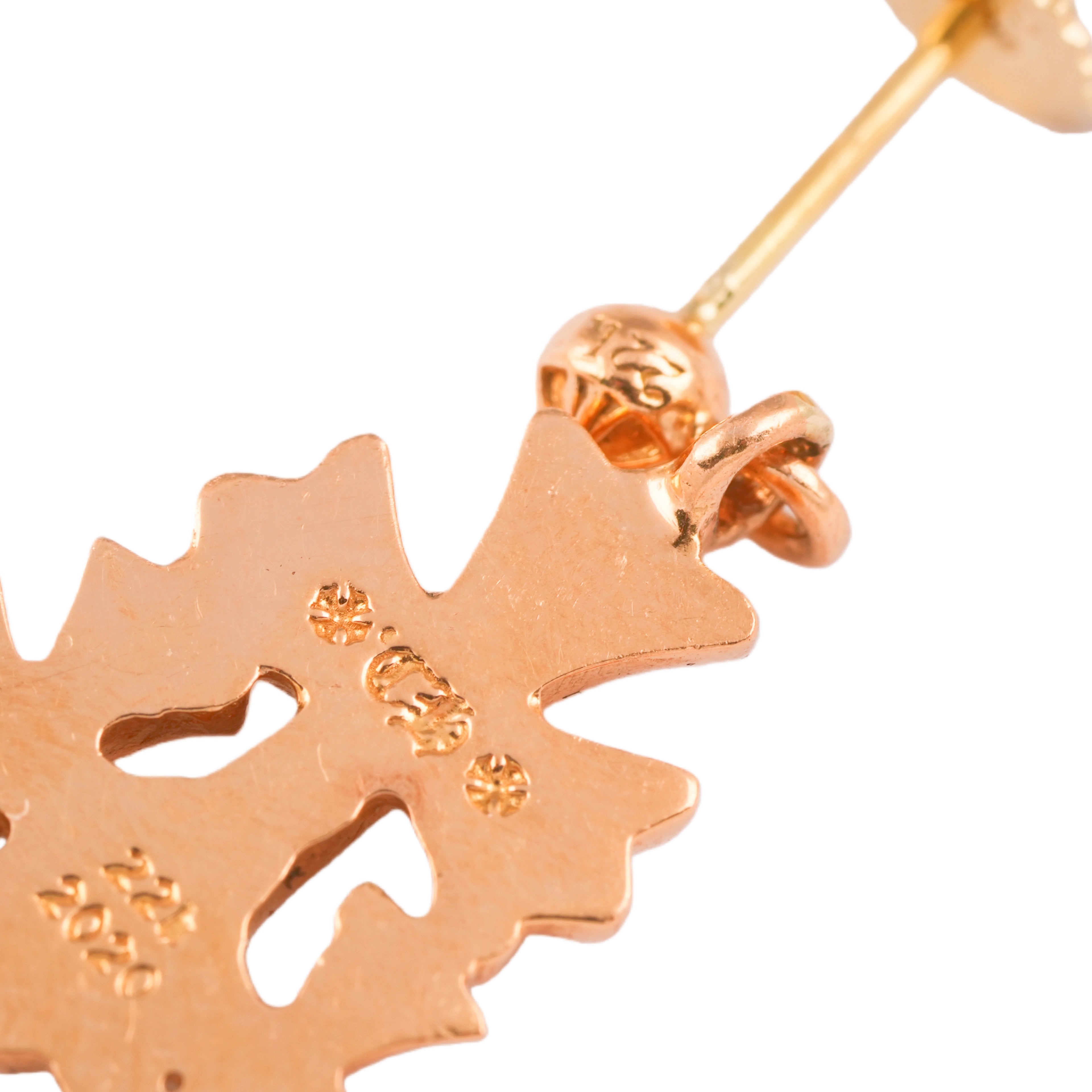 22K Triple 3 CH Cross Drop Earring