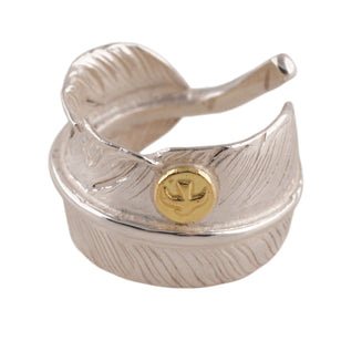 Gold Stamp Feather Silver Ring (Left) (Old Design) (US8)