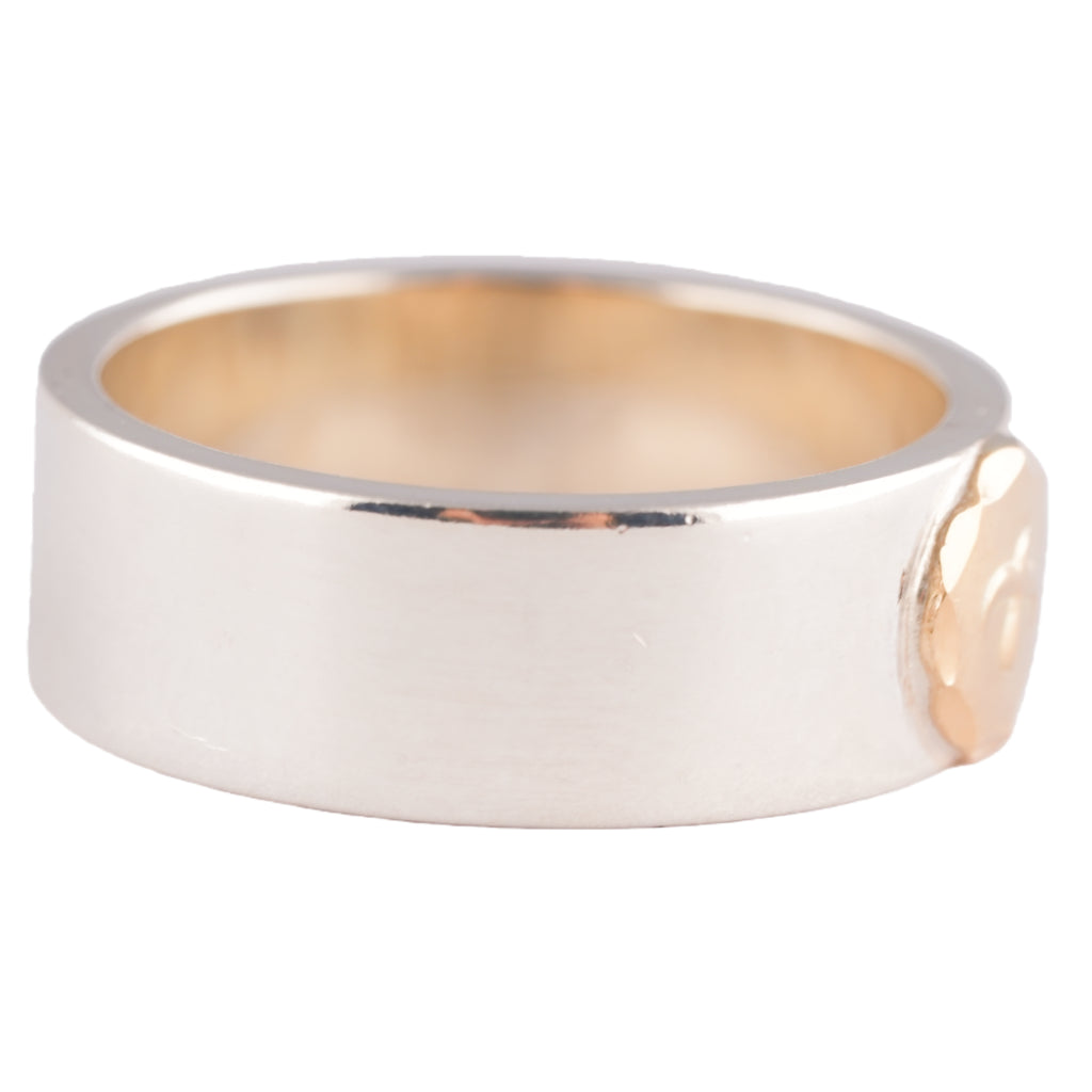 Gold Eagle Stamp Flat Silver Ring (US10.75)