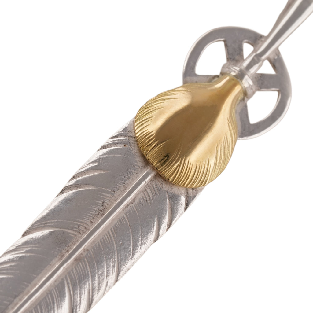 Gold Top Heart Wheel Silver Feather (L) #00245