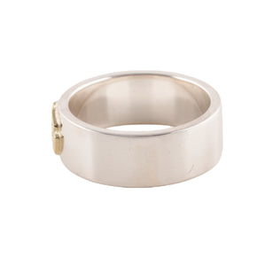 Gold Rose Stamp Flat Silver Ring (US9)