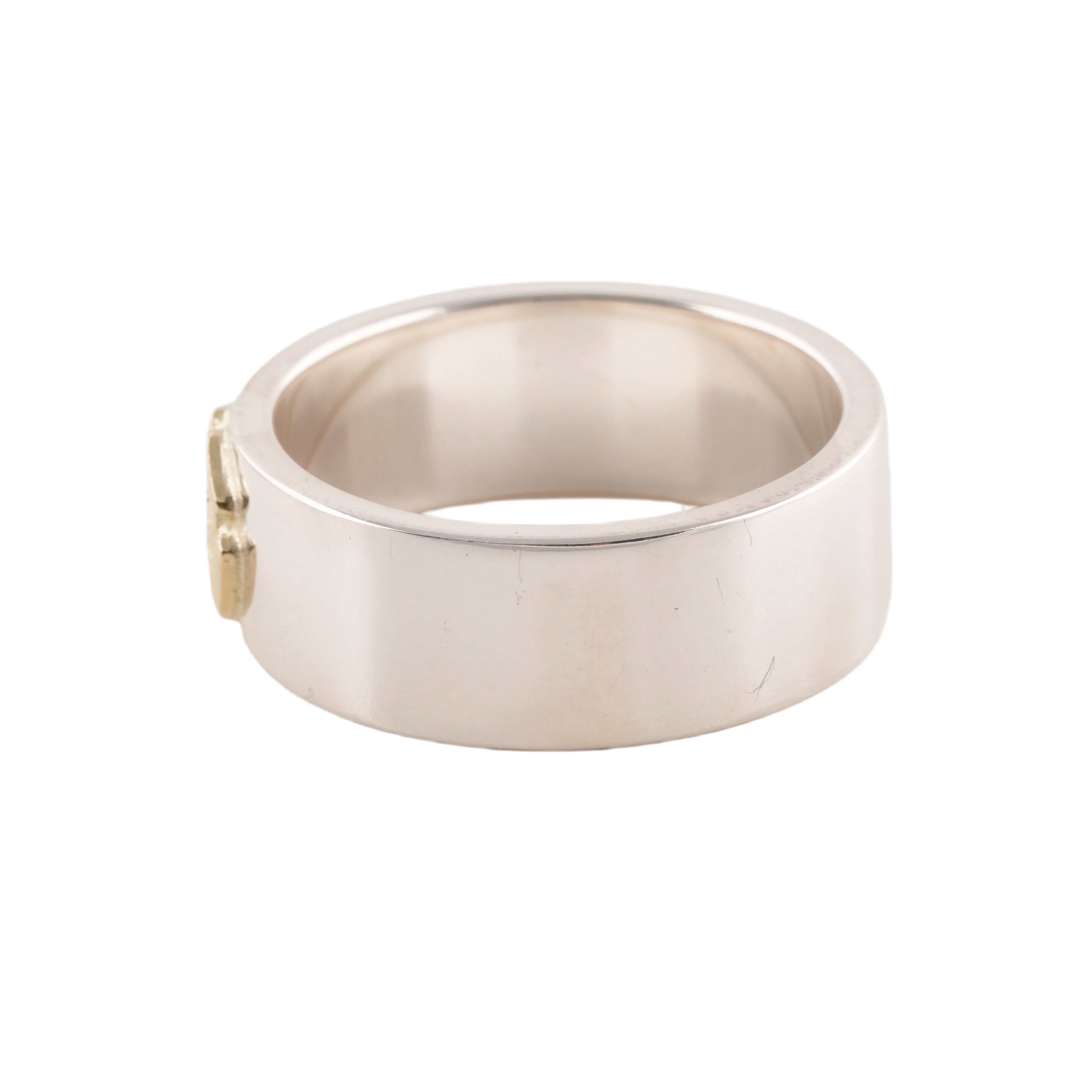 Gold Rose Stamp Flat Silver Ring (US9)