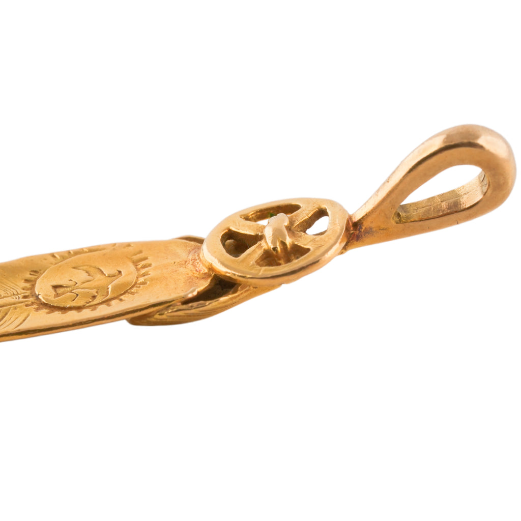 Gold Top Heart Wheel Silver Feather (S)
