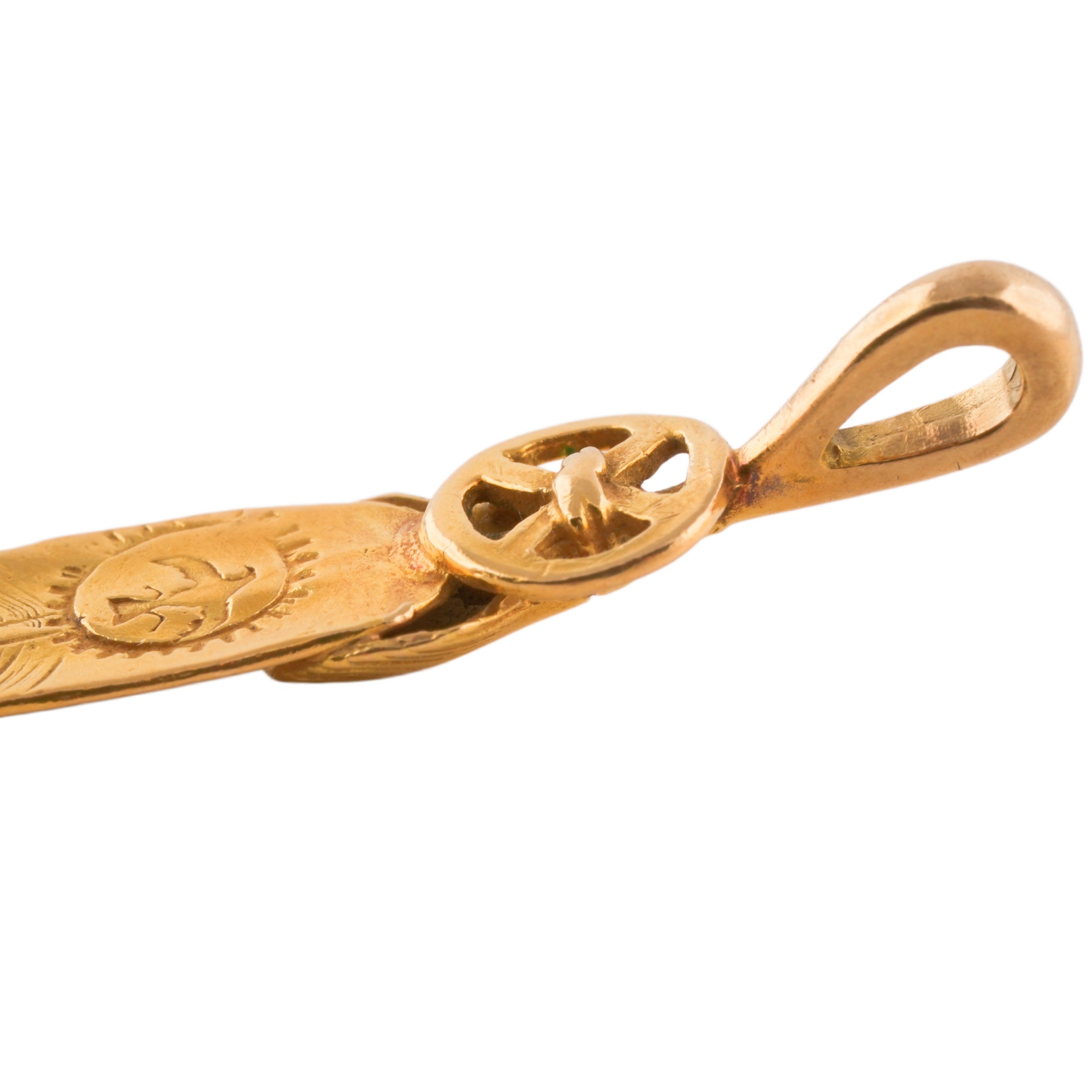 Gold Top Heart Wheel Silver Feather (S)