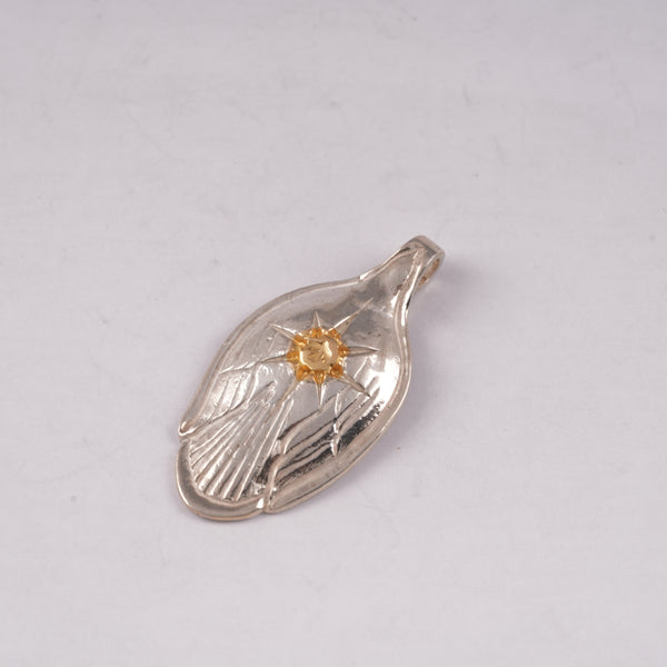 Gold Stamp Eagle Silver Spoon Pendant