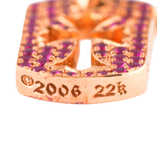 22K Pave Ruby Tiny Co Cross Dogtag Charm
