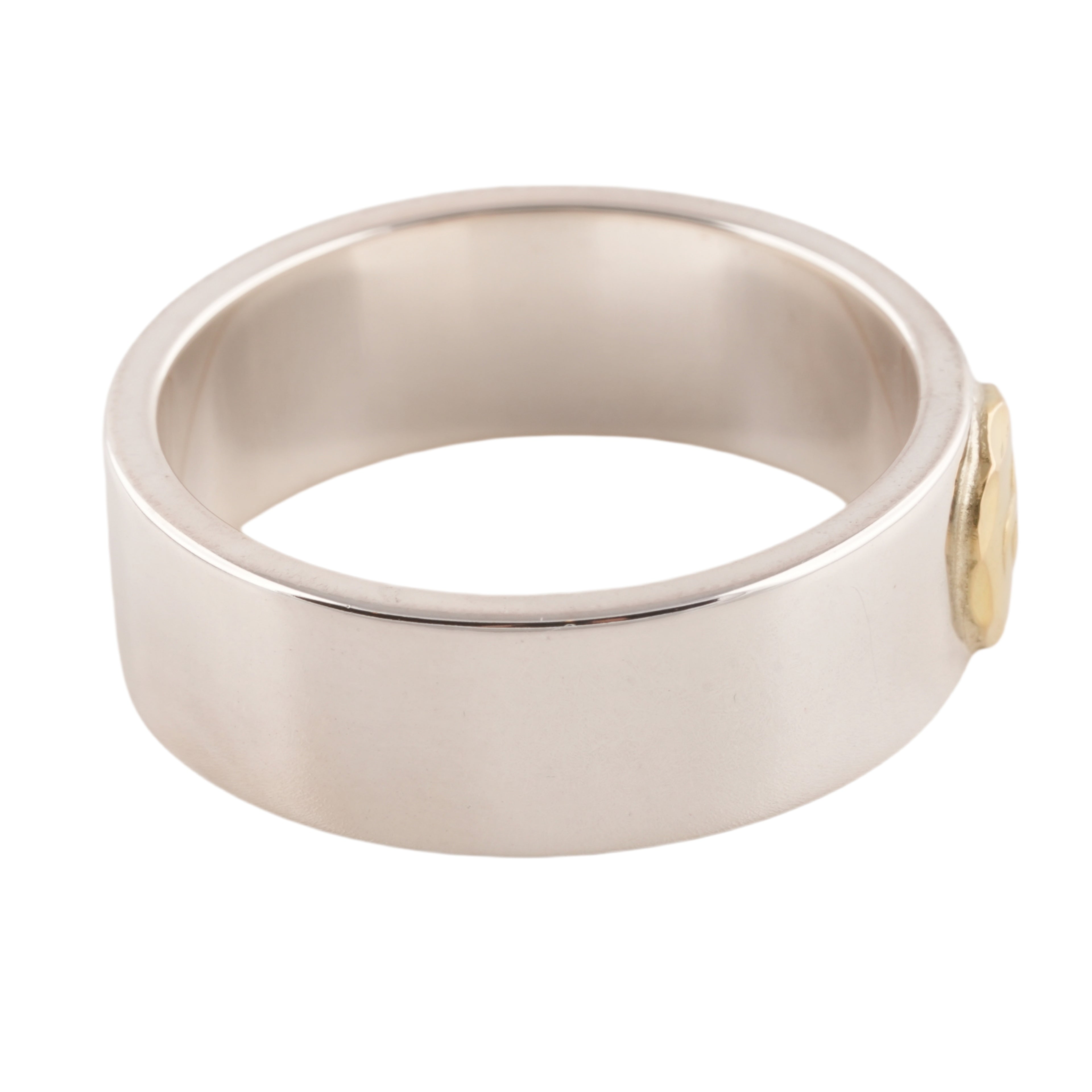 Gold Eagle Stamp Flat Silver Ring (US12)