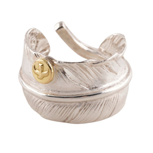 Gold Stamp Feather Silver Ring (Right) (Old Design) (US8)