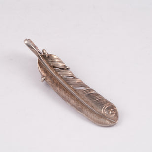 Claw Silver Feather w/ Gold Stamp Pendant (Right)(XL)