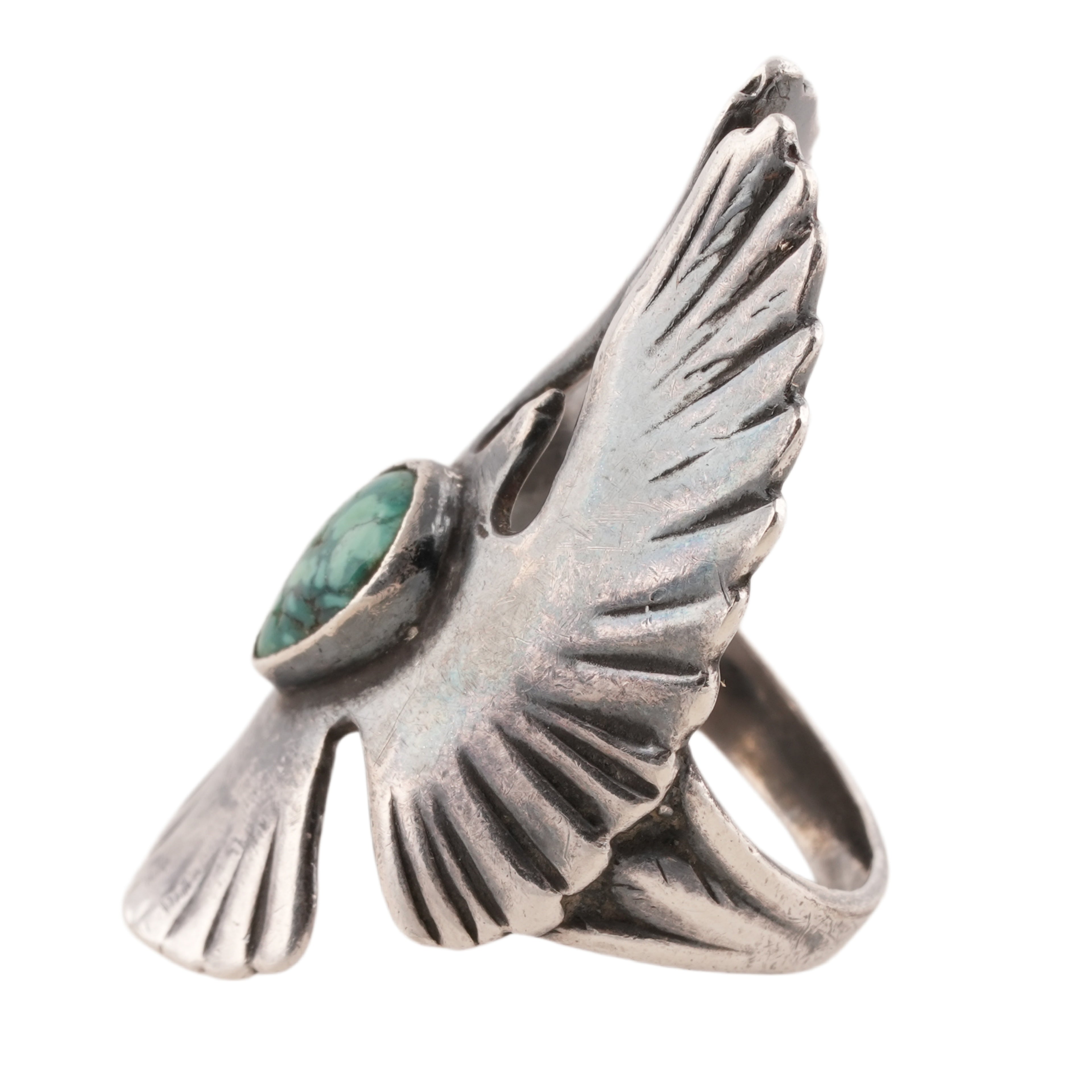 Eagle Silver Ring w/ Turquoise (US8)