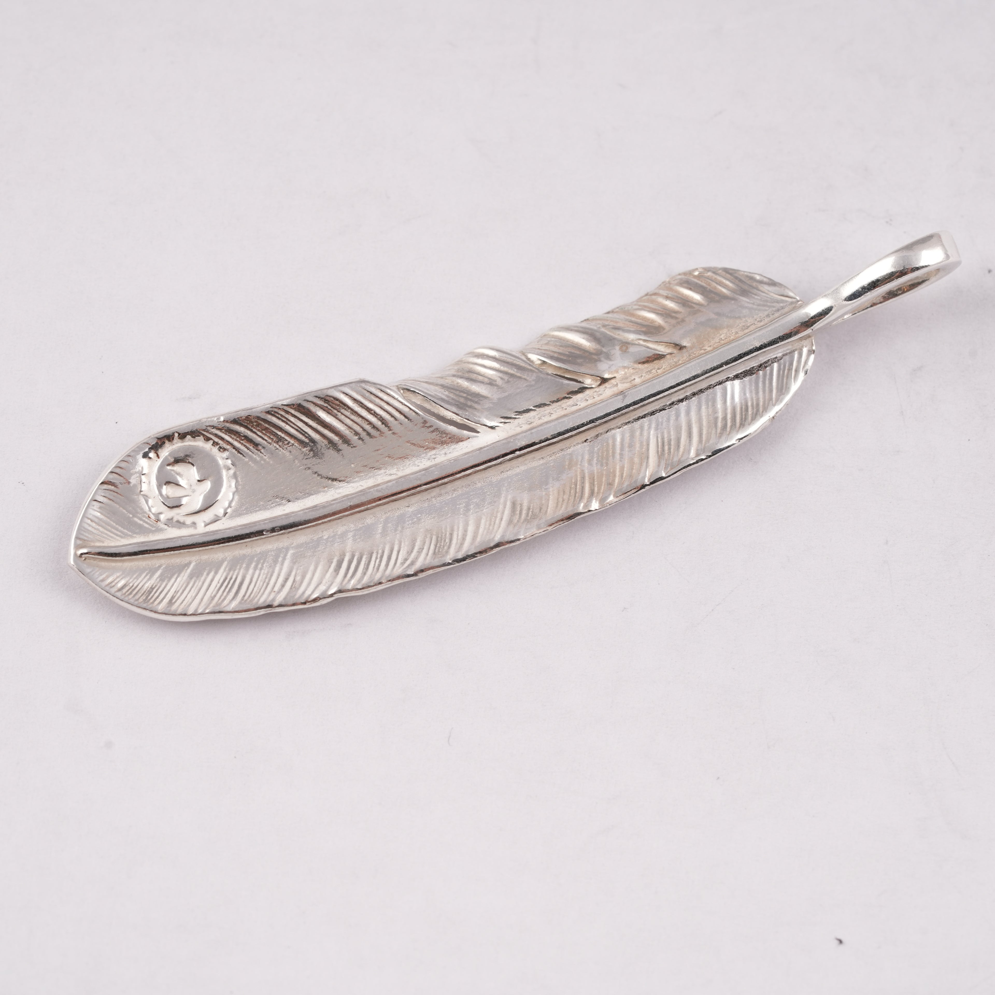 Gold Stamp Silver Feather (Left)(XL) #00191