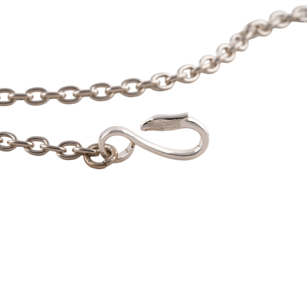 Eagle Silver Hook & Gold Eagle Stamp Silver Wheel Thick Round Chain Necklace (20inch) #00380