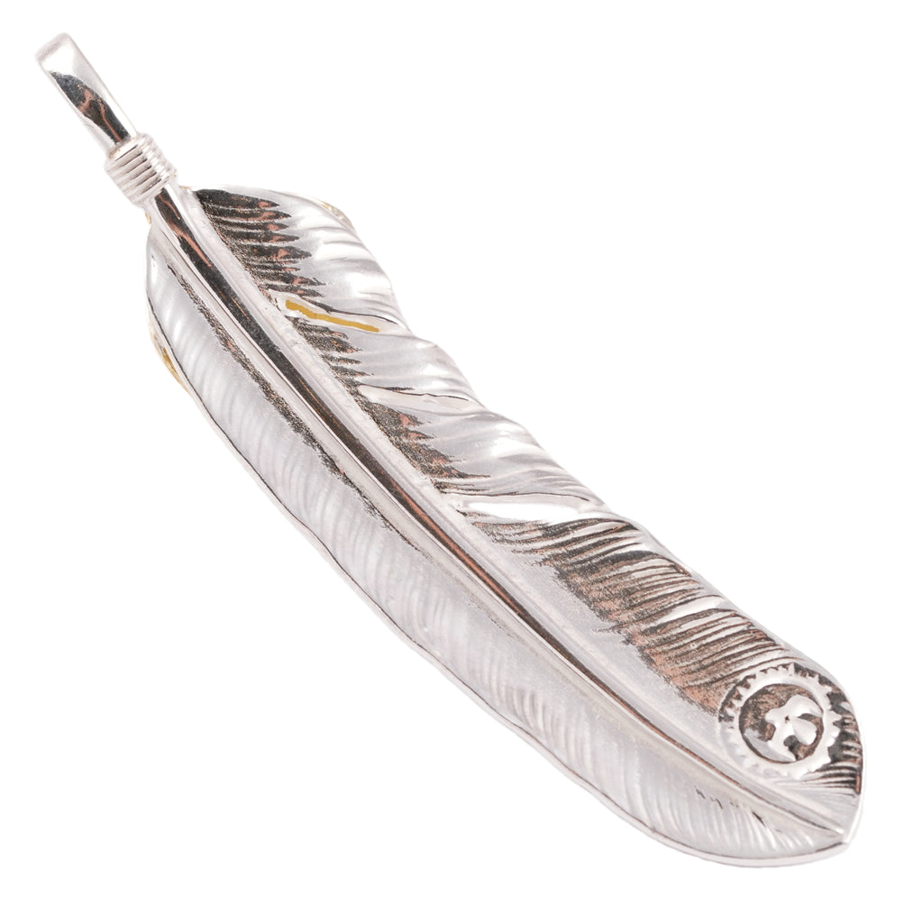 Gold Top & Rope-Bezel Turquoise Silver Feather (Right)(XL) #00168