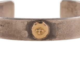 Gold Eagle Stamp Flat Silver Cuff (M) (Goro-Stamped 'Ken 1993' Custom) (7inch)