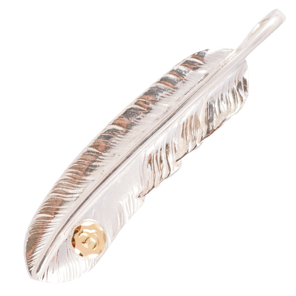 Gold Stamp Silver Feather (Left)(XL) #00191