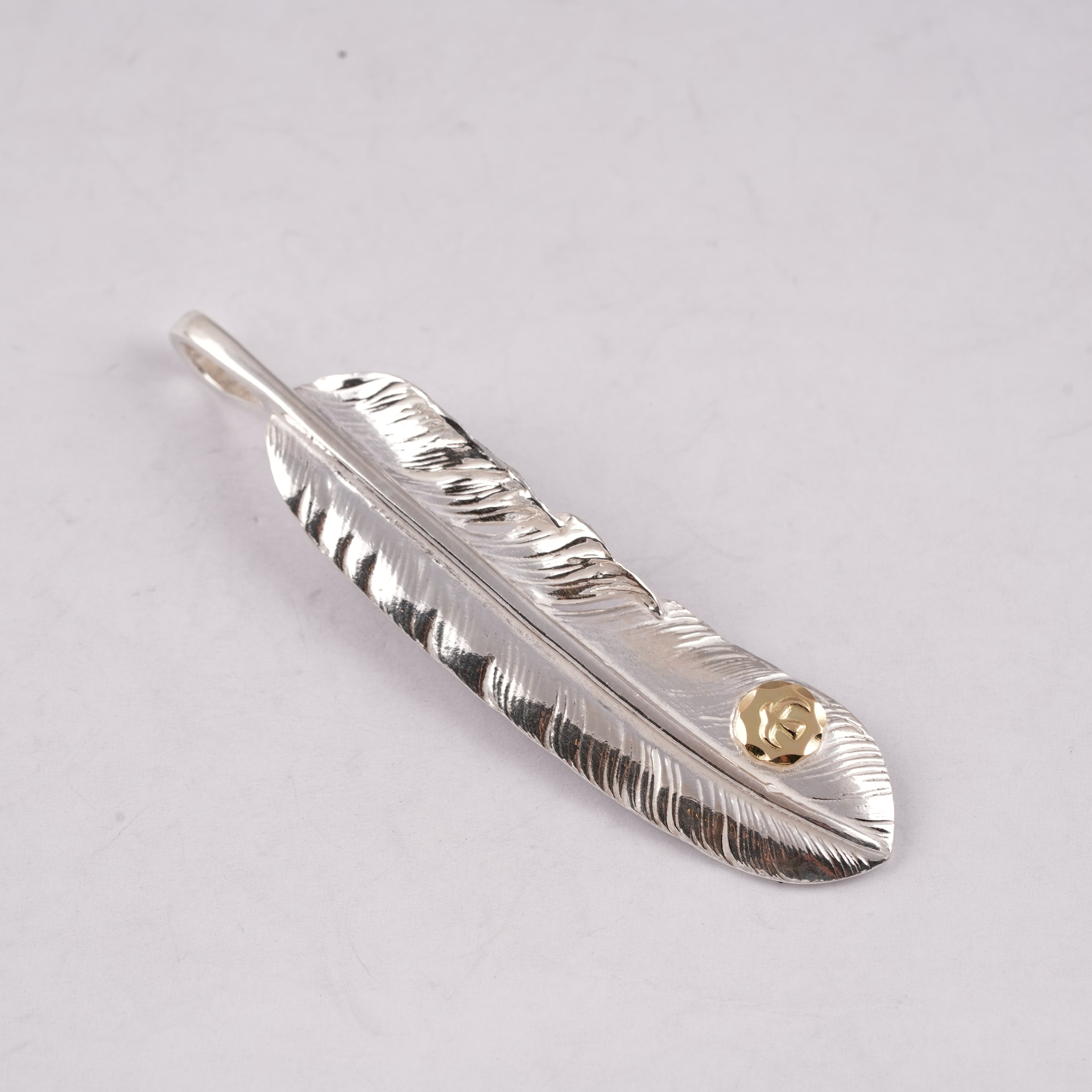 Gold Stamp Silver Feather (Left)(XL) #00186