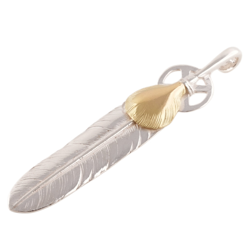 Gold Top Heart Wheel Silver Feather (L)