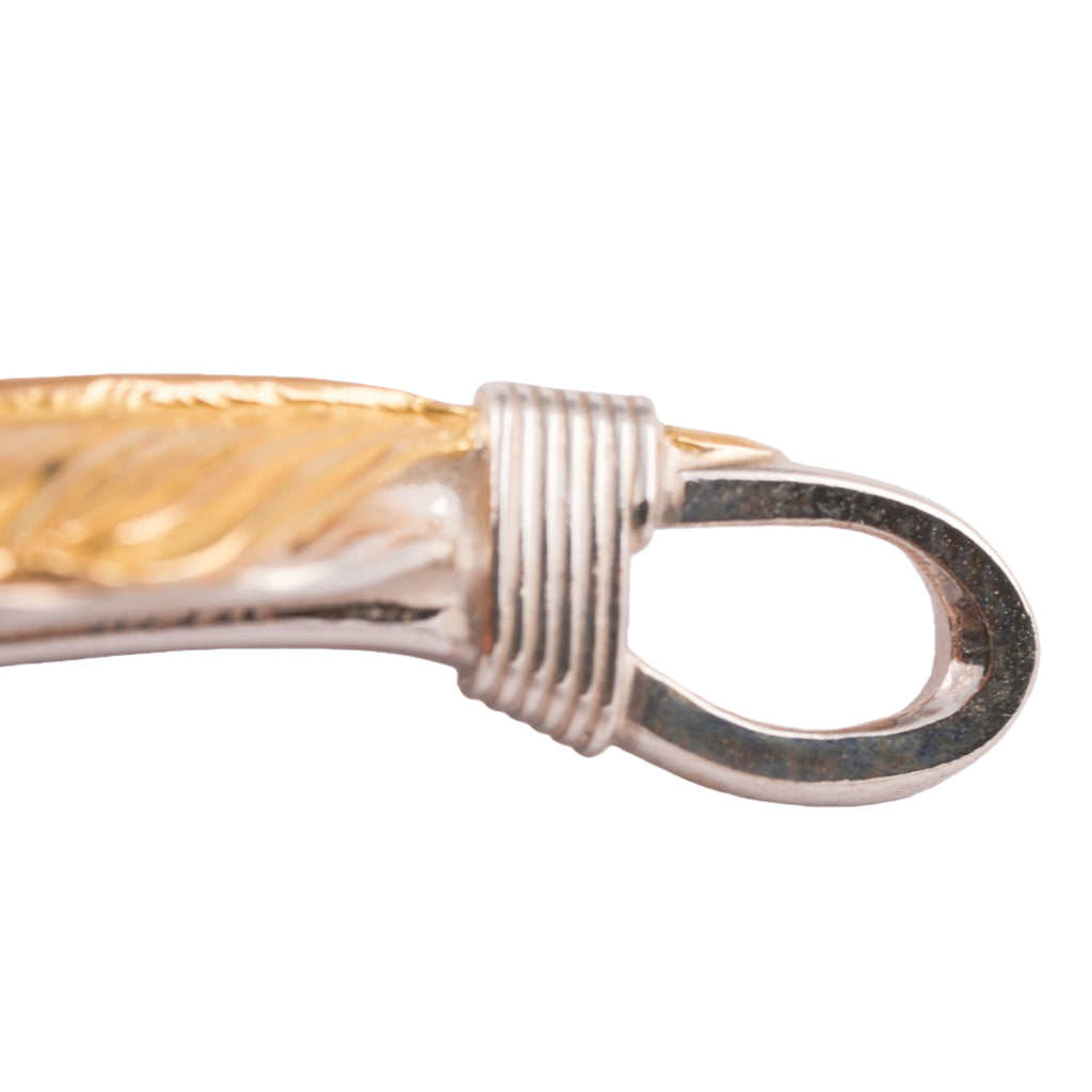 Gold Top Silver Feather Pendant (Right)(XL)