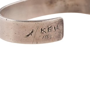 Gold Eagle Stamp Flat Silver Cuff (M) (Goro-Stamped 'Ken 1993' Custom) (7inch)