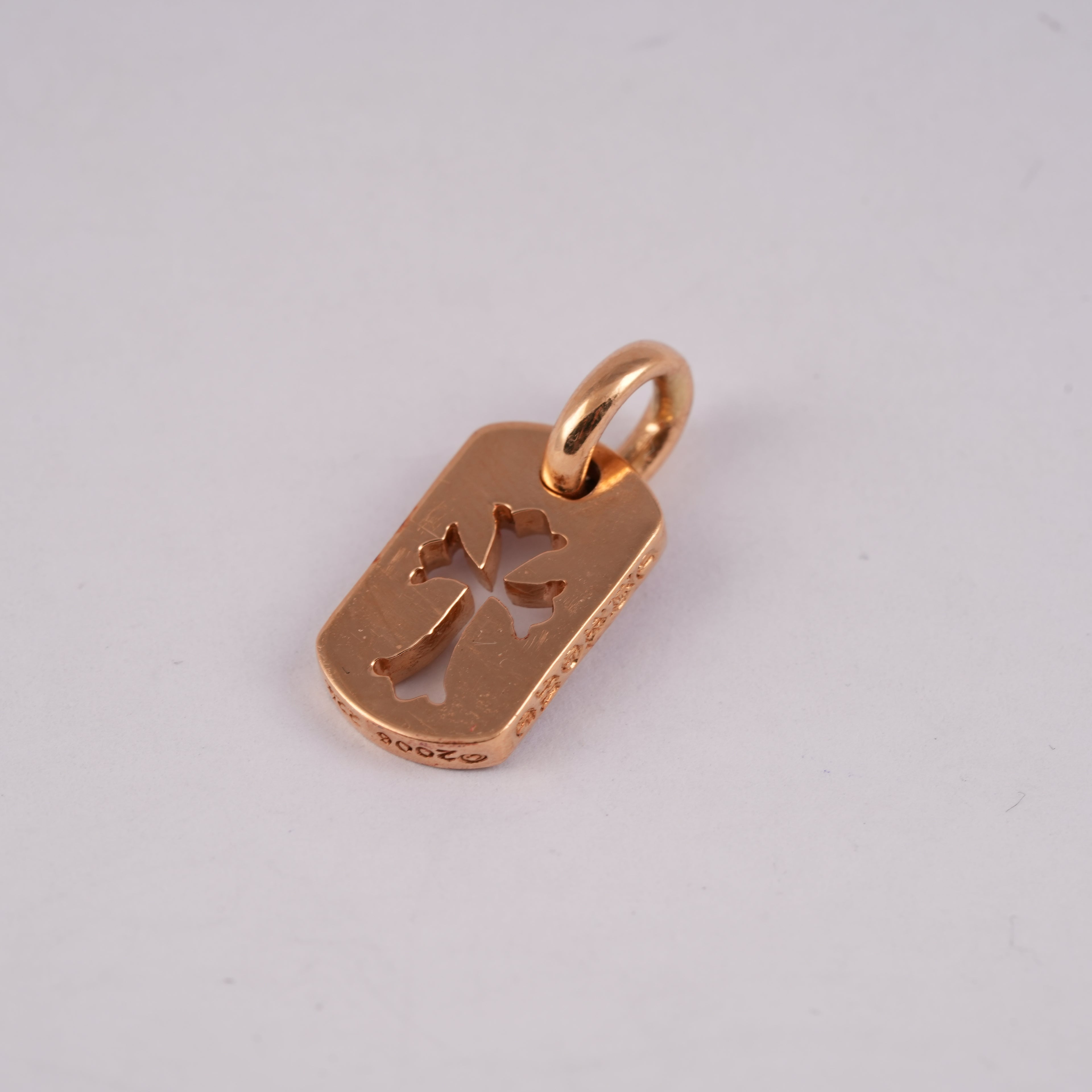 22K Pave Ruby Tiny Co Cross Dogtag Charm