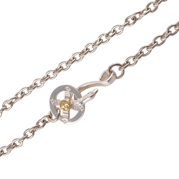 Eagle Silver Hook & Gold Eagle Stamp Silver Wheel Thick Round Chain Necklace (20inch)