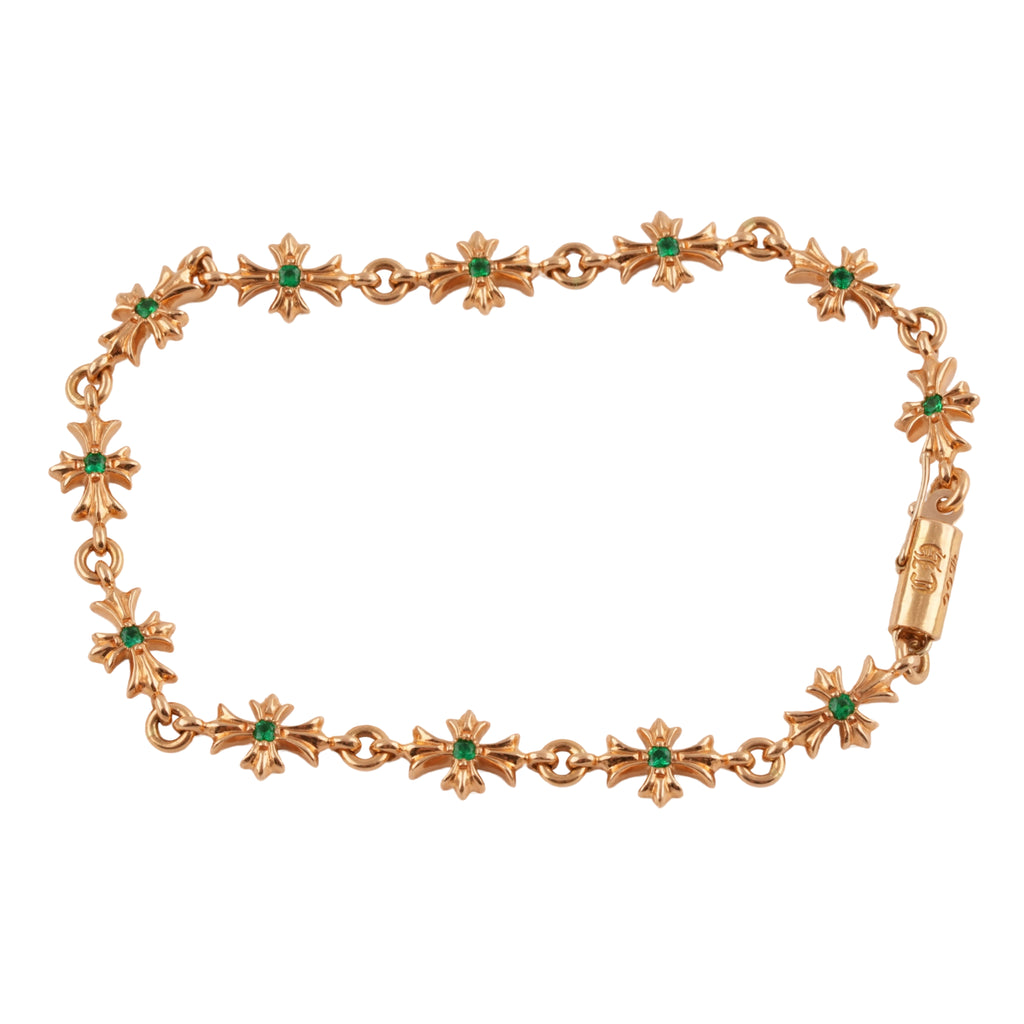 22k Pave Emerald Tiny E CH Plus Bracelet (12-Link) — Chrome Hearts · corner:00629/DSC08485.JPG