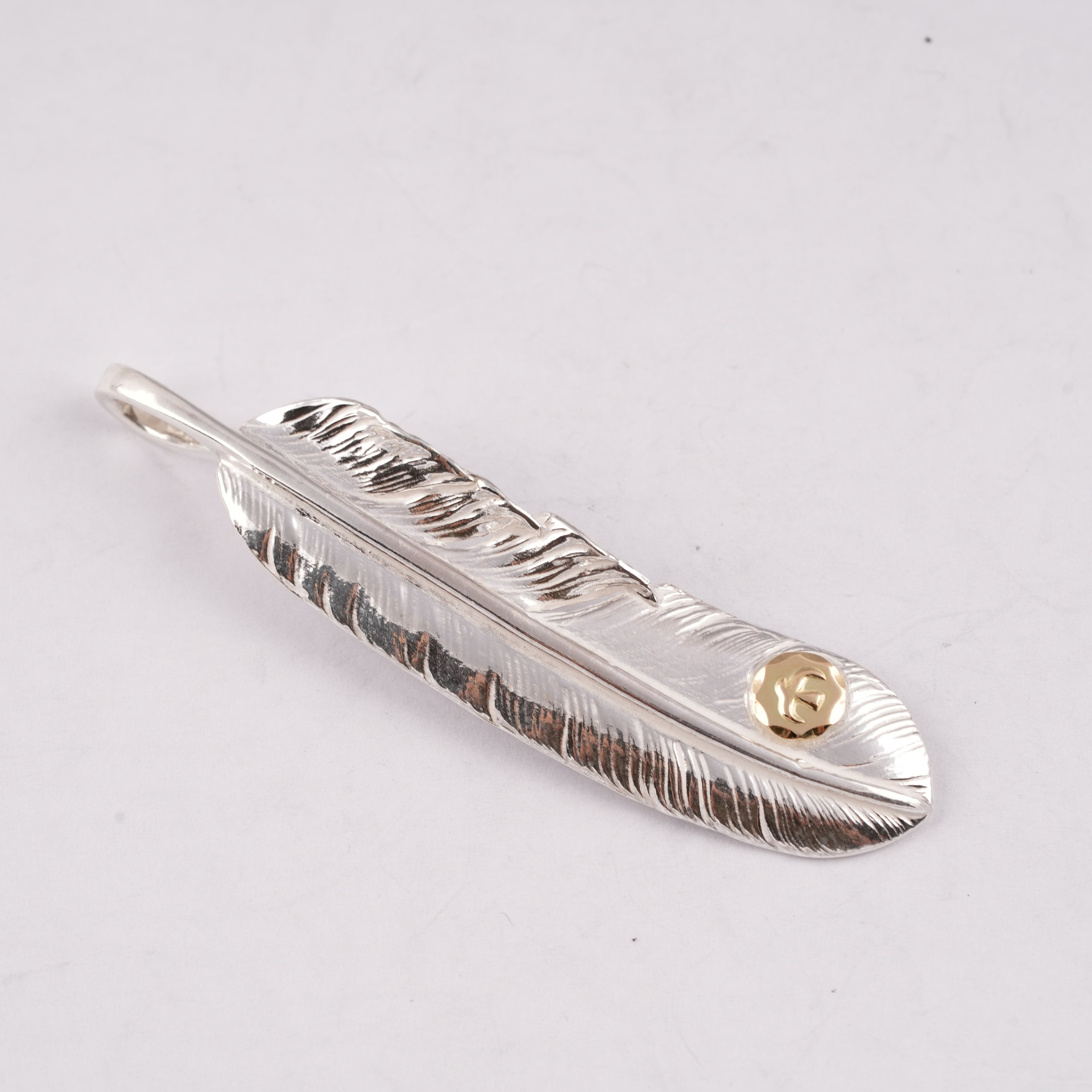 Gold Stamp Silver Feather (Left)(XL) #00189