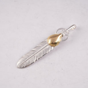 Gold Top Heart Wheel Silver Feather (L) #00192