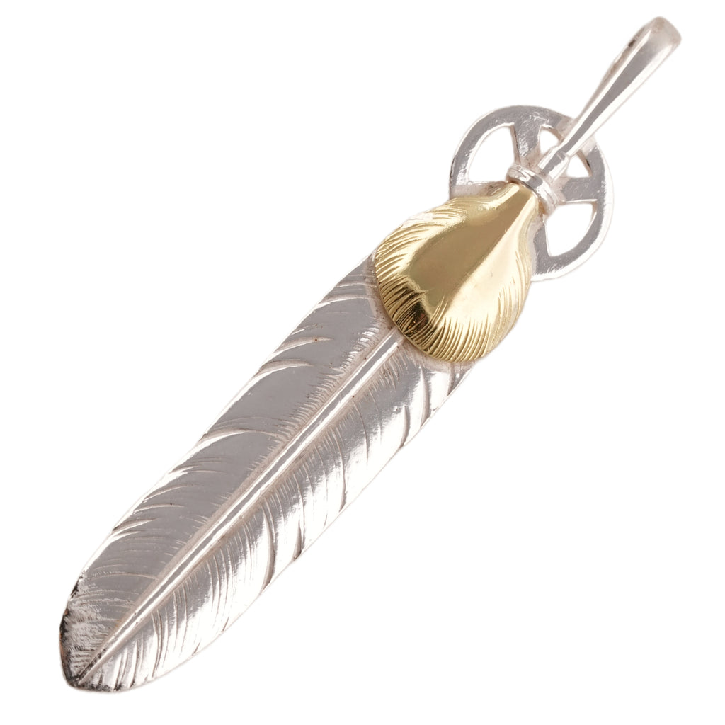 Gold Top Heart Wheel Silver Feather (L) #00551