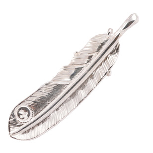 Claw Silver Feather w/ Gold Stamp Pendant (Left)(XL)