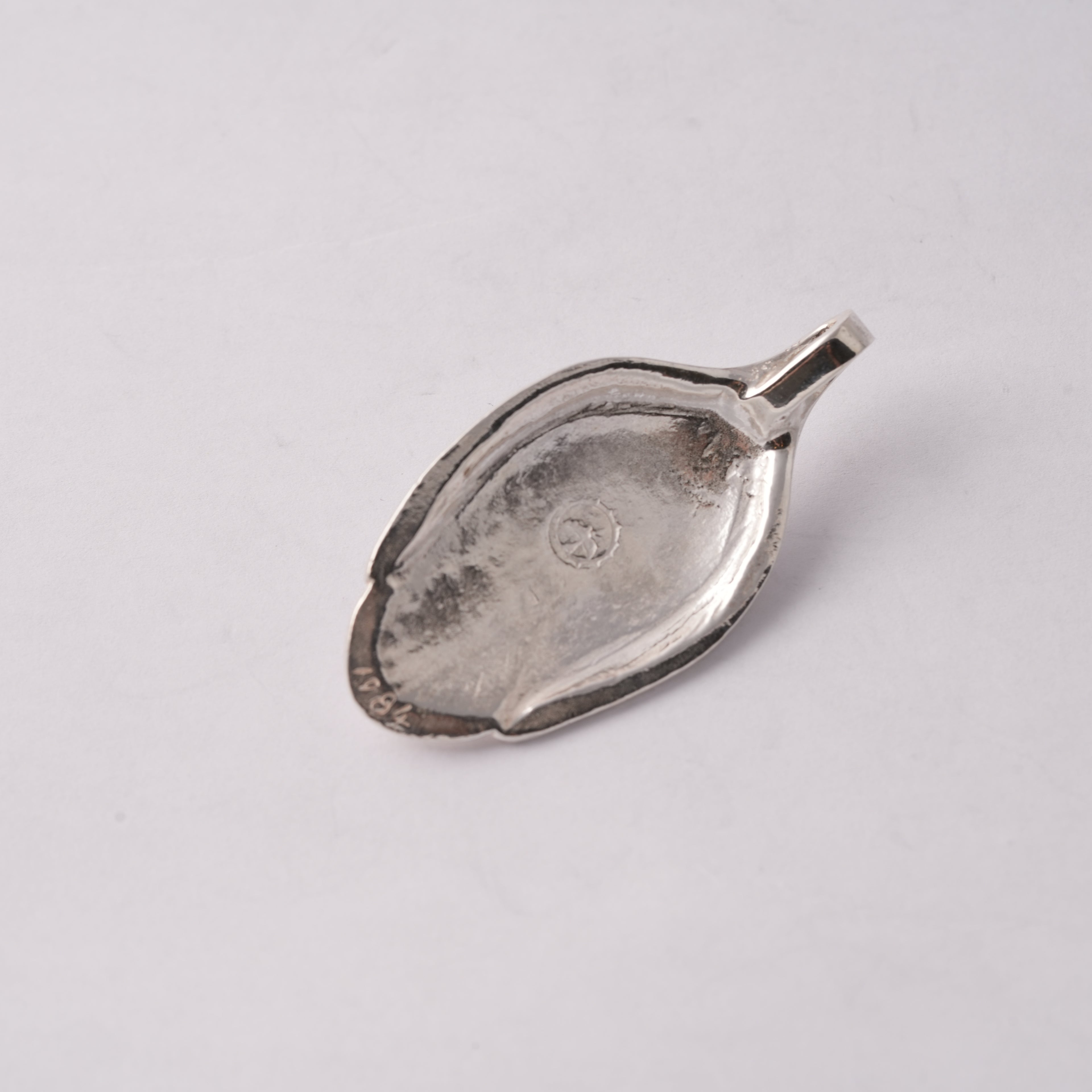 Rope-Bezel Turquoise Eagle Silver Spoon Pendant
