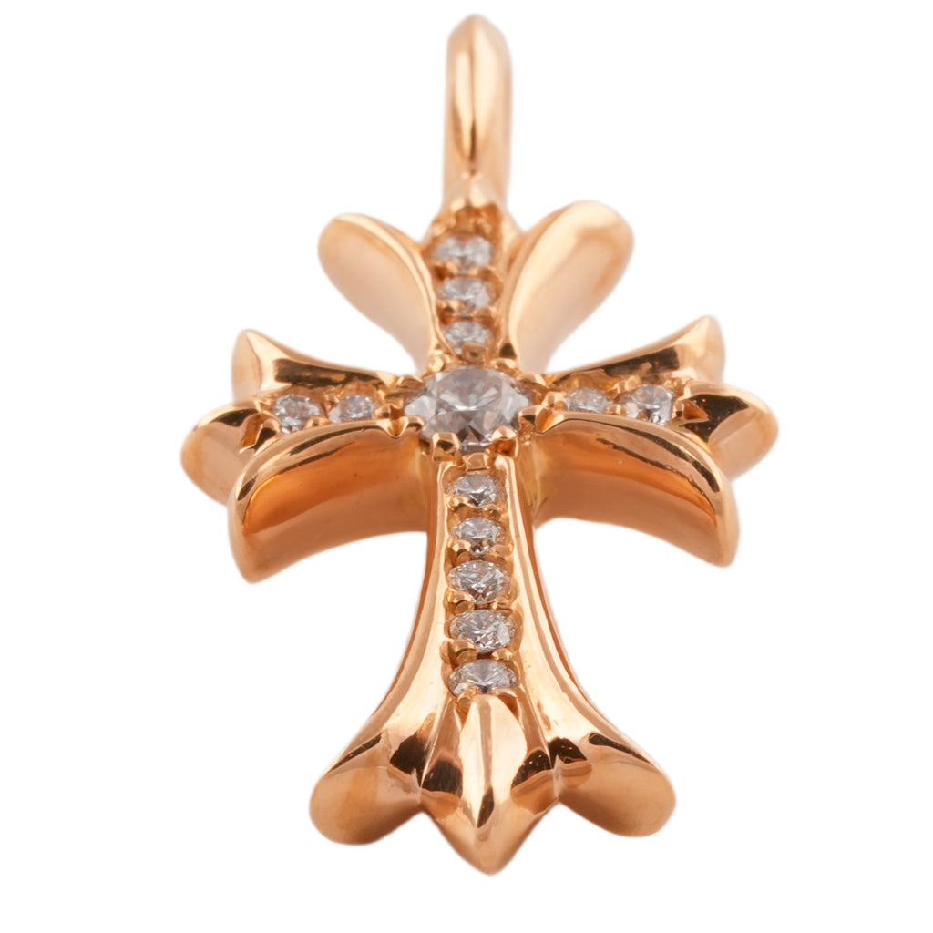 22k Pave Diamond Tiny Fat Cross Charm #00593