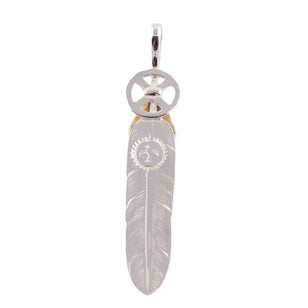 Gold Top Heart Wheel Silver Feather (L) #00383