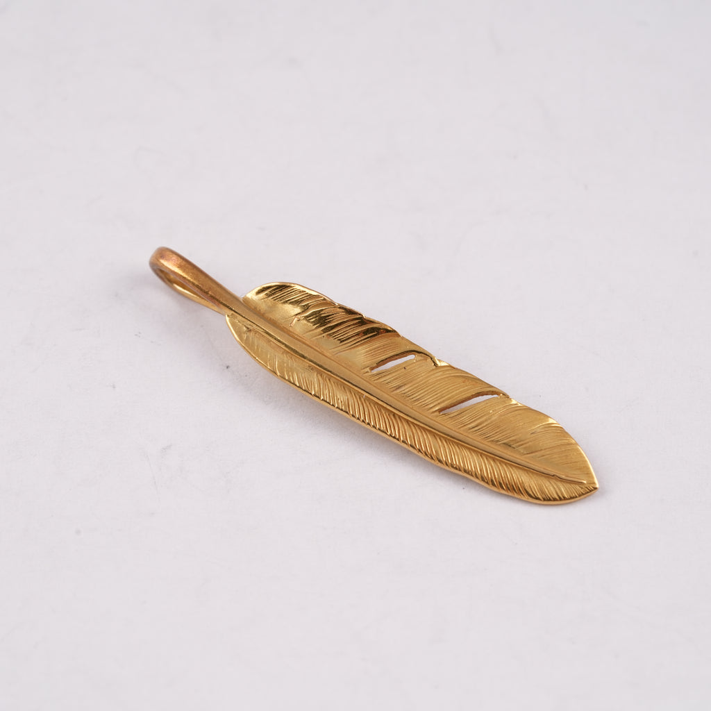 Gold Feather Pendant (Left)(L) #00123