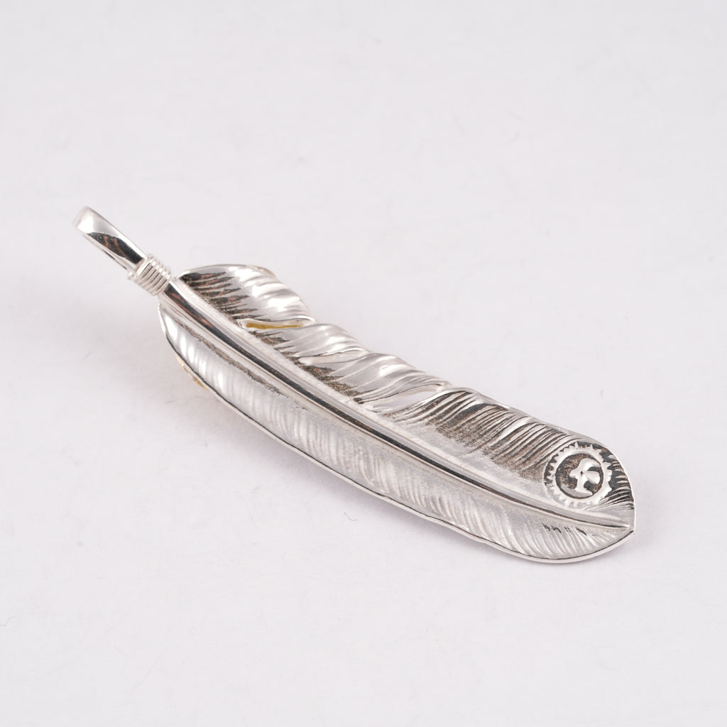 Gold Top & Rope-Bezel Turquoise Silver Feather (Right)(XL)