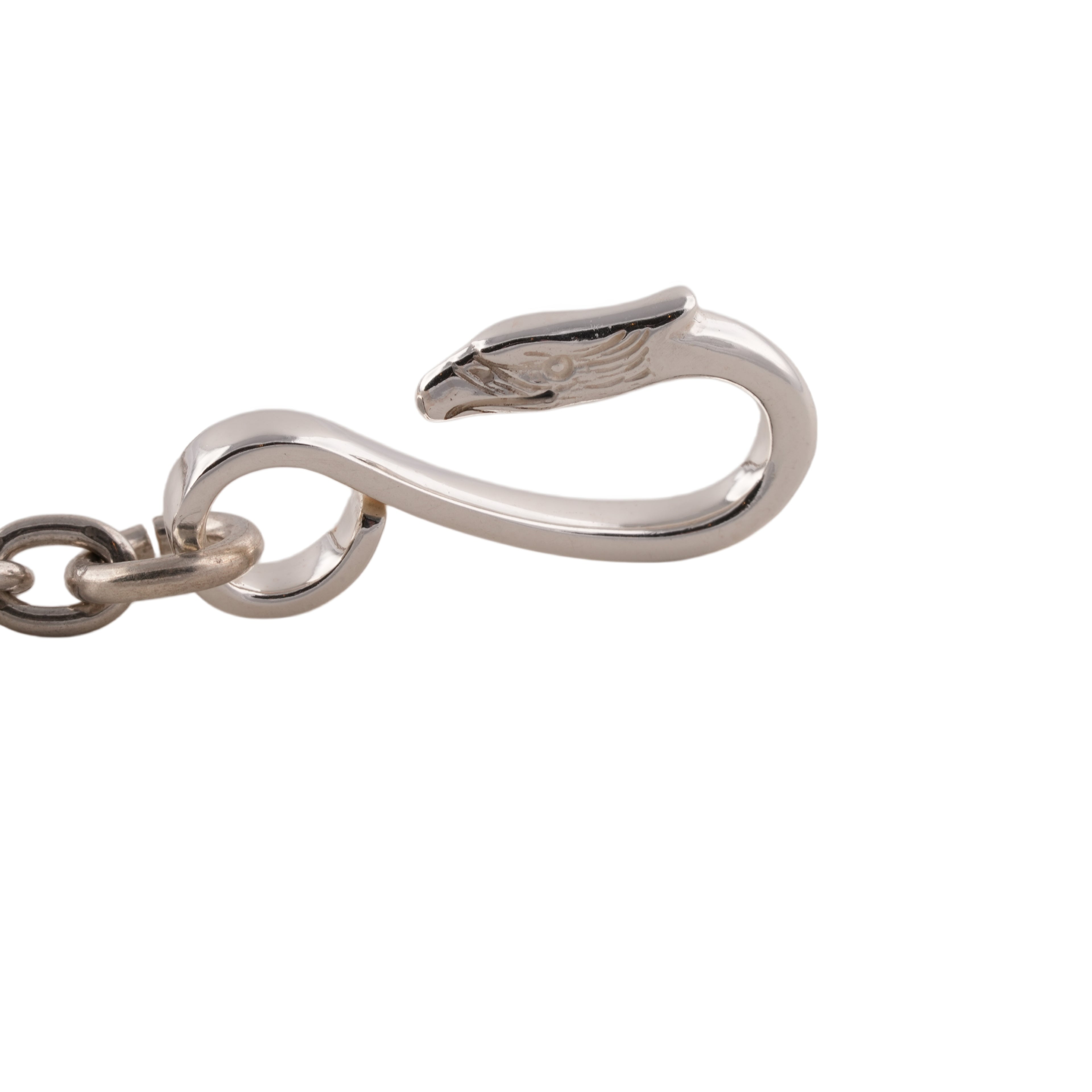 Eagle Silver Hook & Gold Eagle Stamp Silver Wheel Thick Round Chain Necklace (20inch)